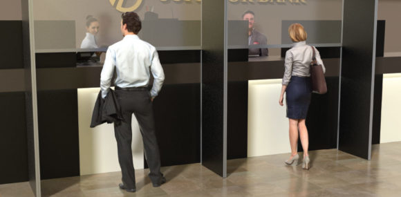 Protective barriers for bank counters