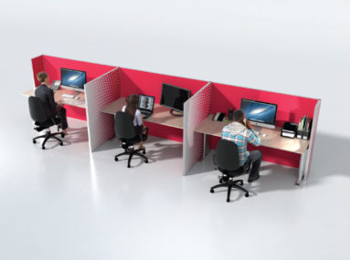 Dividers for a row of adjacent desks
