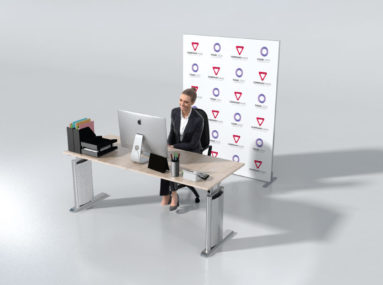 Freestanding backdrop for video conferencing