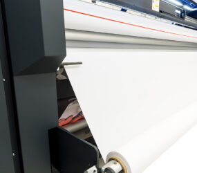 Polyester fabric being printed on the ATP Color OneTex 3300 textile printer